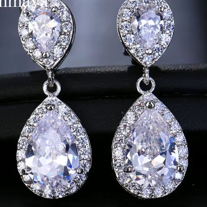 Fashion Jewllery Drop Zircon Clip Earrings without Piercing Puncture Earrings for Women Wedding Jewelry