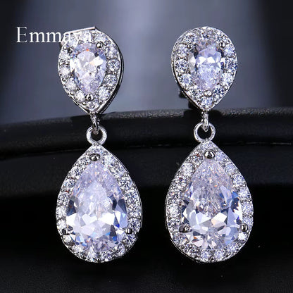 Fashion Jewllery Drop Zircon Clip Earrings without Piercing Puncture Earrings for Women Wedding Jewelry