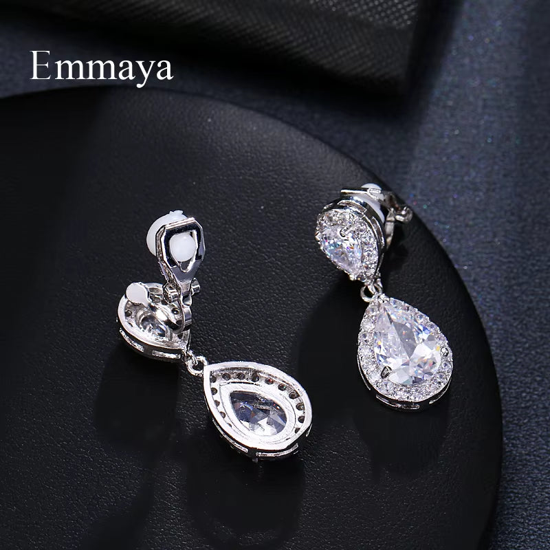 Fashion Jewllery Drop Zircon Clip Earrings without Piercing Puncture Earrings for Women Wedding Jewelry