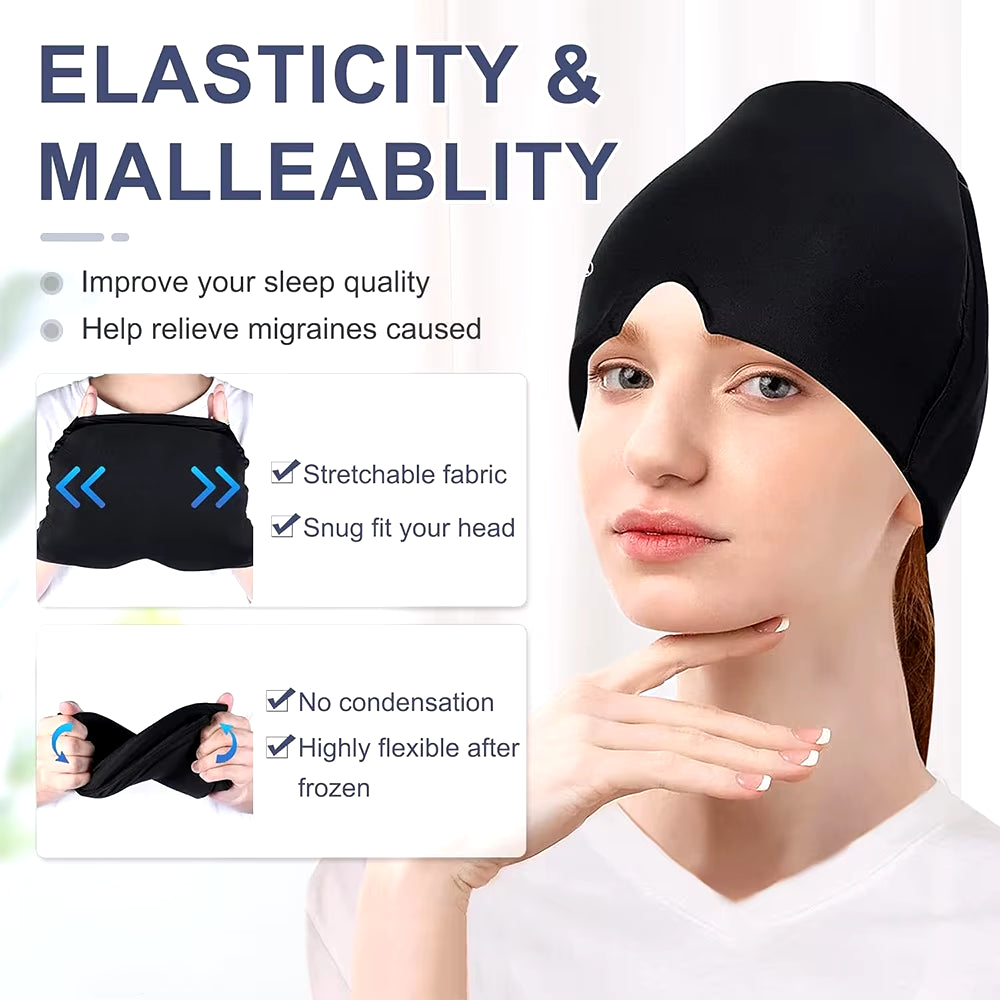 Migraine Relief Hat Headache Hat Gel Hot Cold Therapy Ice Cap for Relieve Pain Ice Hat Eye Mask Stress Pressure Pain Relief