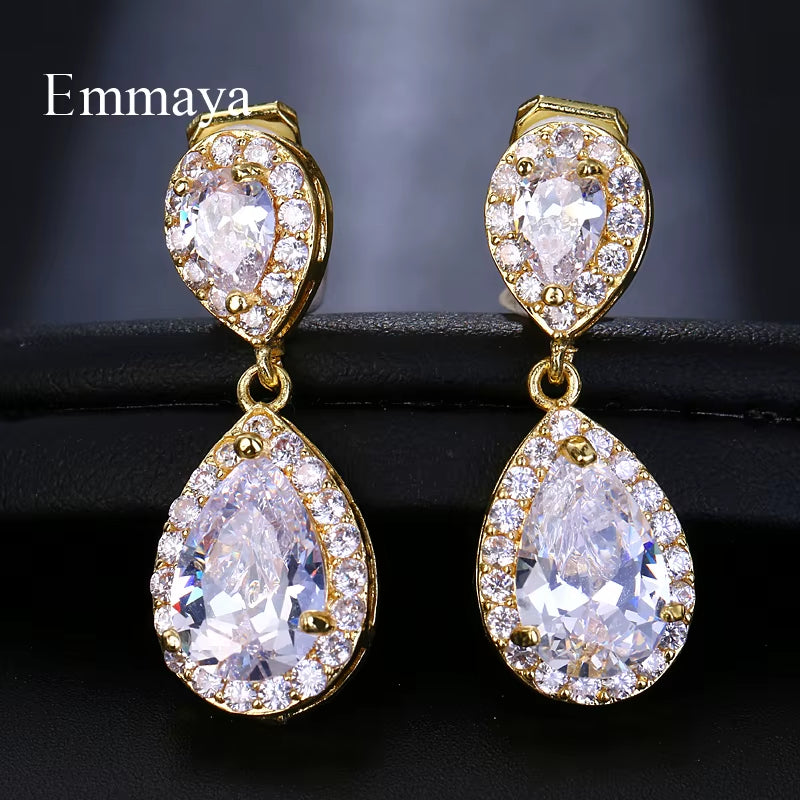 Fashion Jewllery Drop Zircon Clip Earrings without Piercing Puncture Earrings for Women Wedding Jewelry