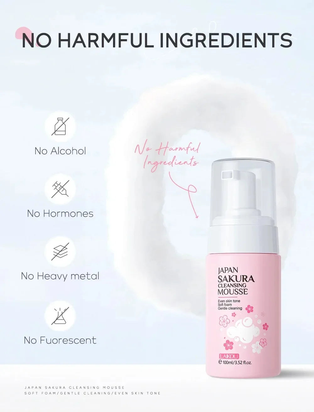 Cherry Blossom Women Facial Cleanser Face Korean Skin Care Products Original Products 100Ml