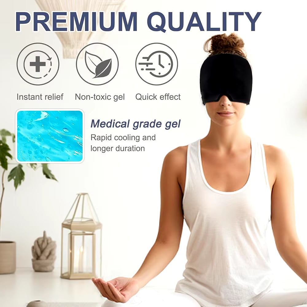 Migraine Relief Hat Headache Hat Gel Hot Cold Therapy Ice Cap for Relieve Pain Ice Hat Eye Mask Stress Pressure Pain Relief