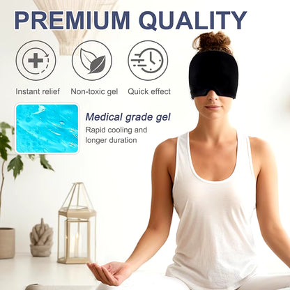 Migraine Relief Hat Headache Hat Gel Hot Cold Therapy Ice Cap for Relieve Pain Ice Hat Eye Mask Stress Pressure Pain Relief