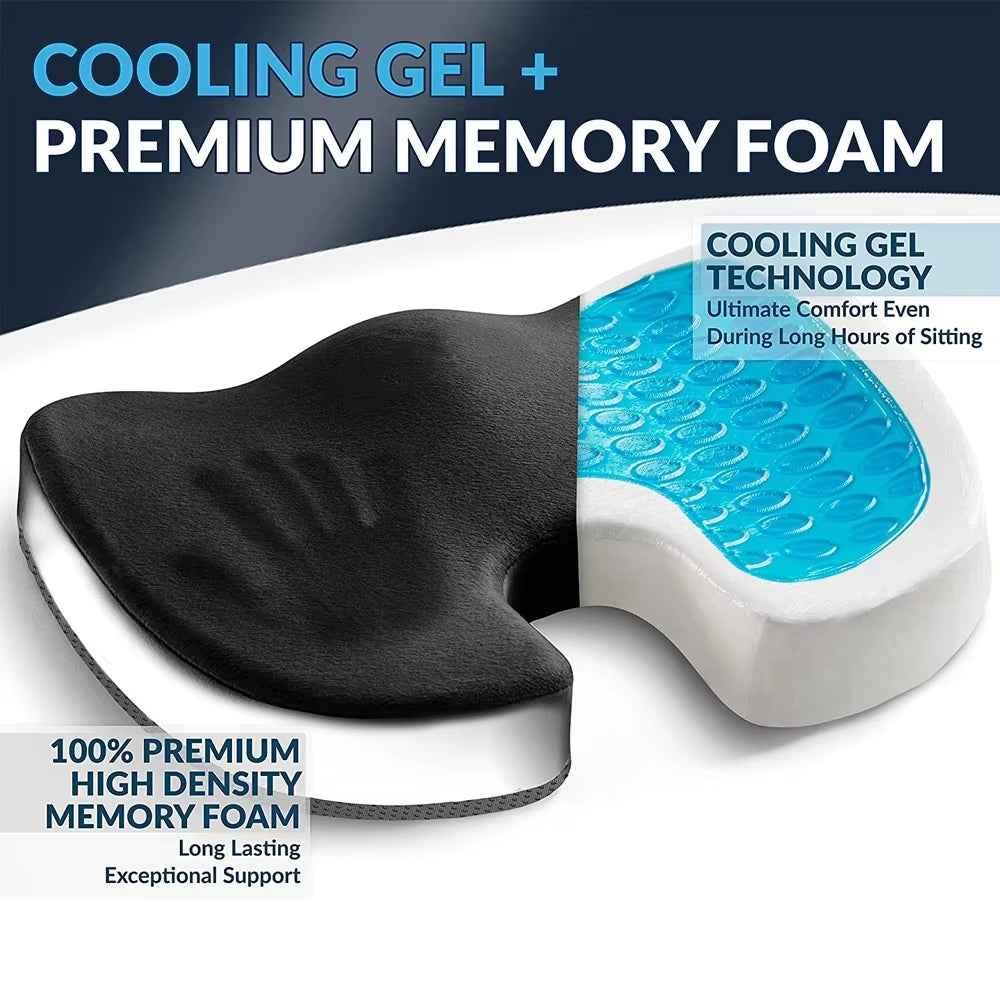 1Pcs Gel Enhanced Seat Cushion Non-Slip Orthopedic Gel & Memory Foam Coccyx Protect Cushion for Office Chair Car Seat Cushion