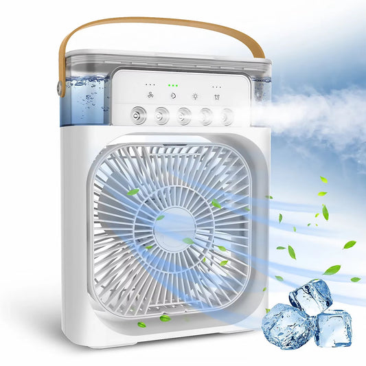 Portable Fan Air Conditioners USB Electric Fan LED Night Light Water Mist Fun 3 in 1 Air Humidifie for Home