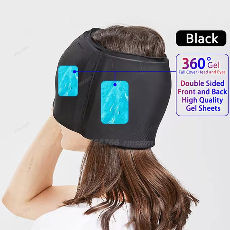 Migraine Relief Hat Headache Hat Gel Hot Cold Therapy Ice Cap for Relieve Pain Ice Hat Eye Mask Stress Pressure Pain Relief