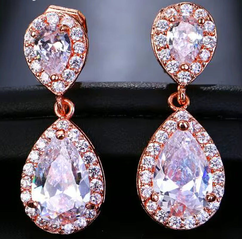 Fashion Jewllery Drop Zircon Clip Earrings without Piercing Puncture Earrings for Women Wedding Jewelry